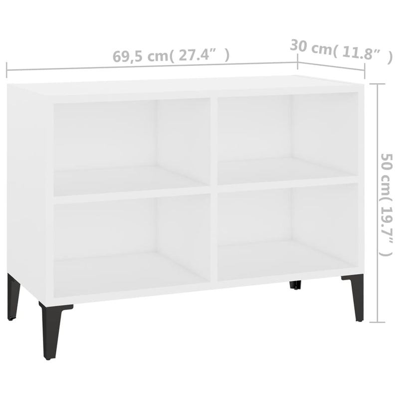 TV-Schrank mit Metallbeinen Weiß 69,5x30x50cm