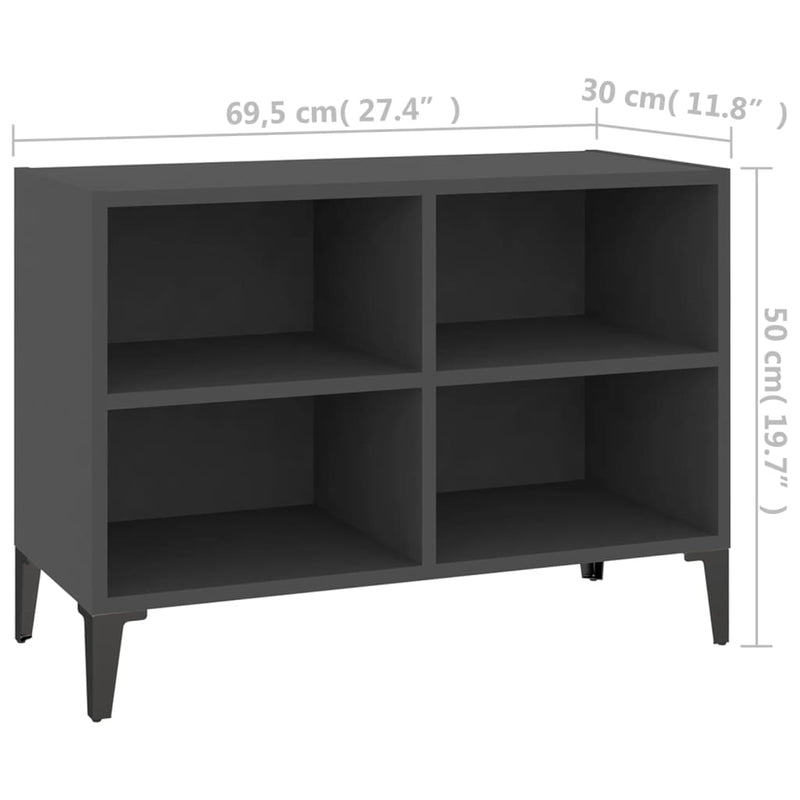 TV-Schrank mit Metallbeinen Grau 69,5x30x50cm