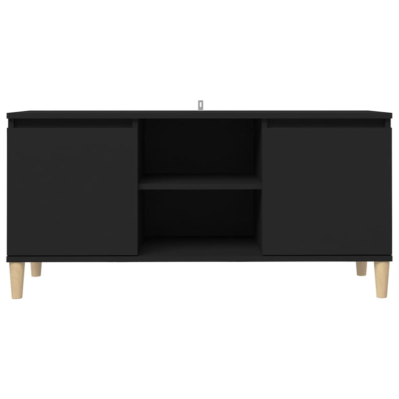 TV-Schrank mit Massivholz-Beinen Schwarz 103,5x35x50 cm