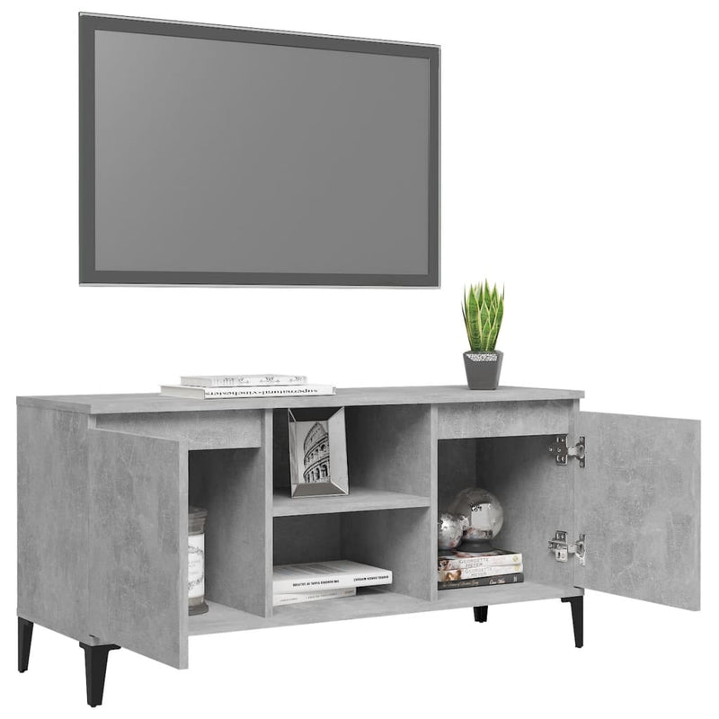 TV-Schrank mit Metallbeinen Betongrau 103,5x35x50 cm