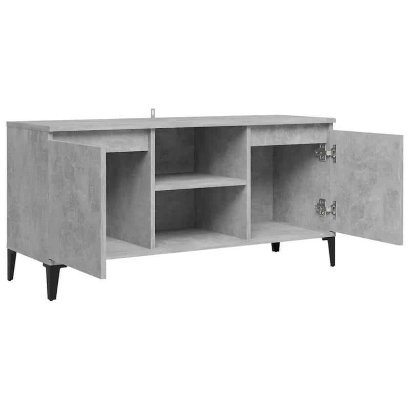 TV-Schrank mit Metallbeinen Betongrau 103,5x35x50 cm