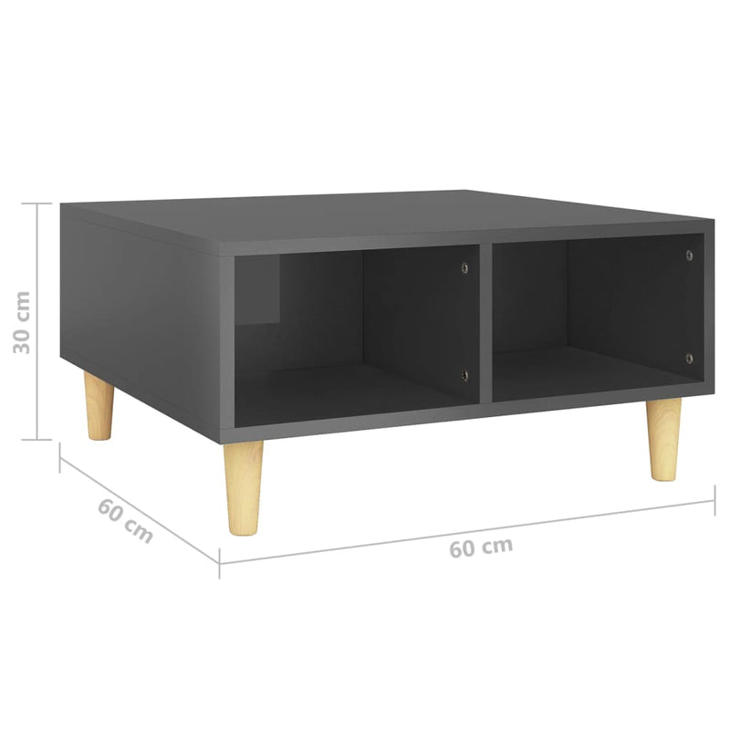 Couchtisch Hochglanz-Grau 60x60x30 cm Holzwerkstoff