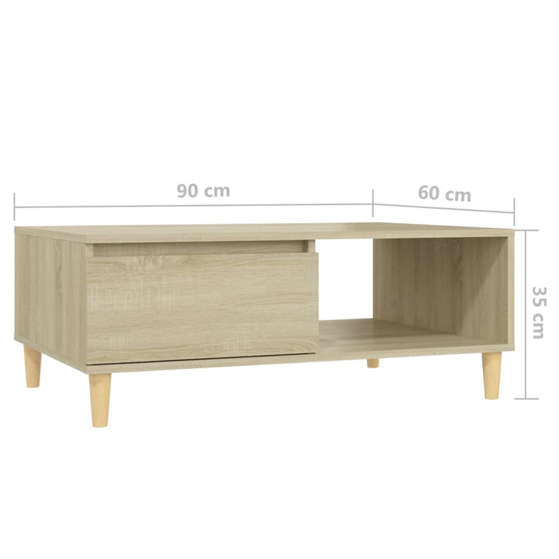 Couchtisch Sonoma-Eiche 90x60x35 cm Holzwerkstoff