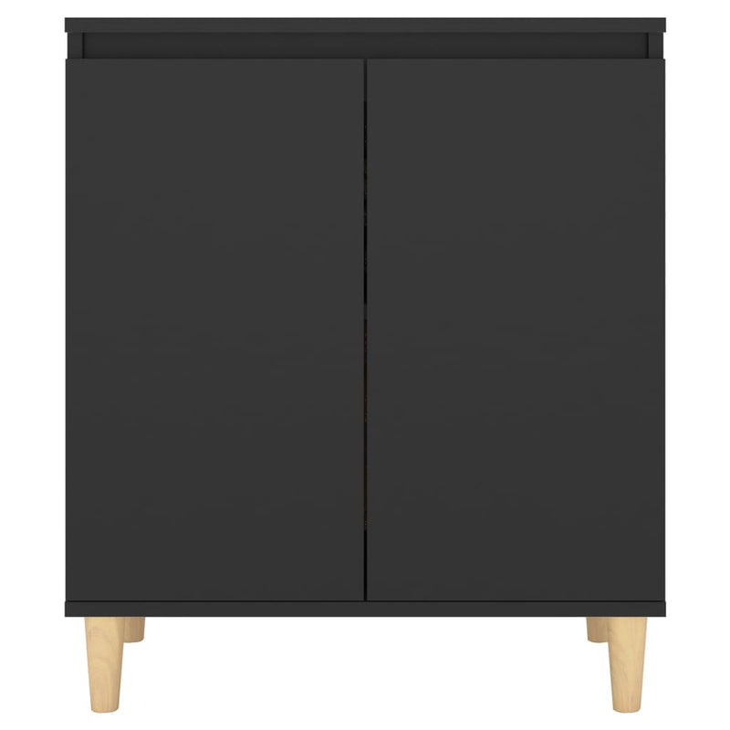 Sideboard mit Massivholz-Beinen Schwarz 60x35x70 cm Spanplatte