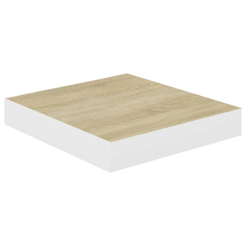 Schweberegale 4 Stk. Eichenoptik und Weiß 23x23,5x3,8 cm MDF