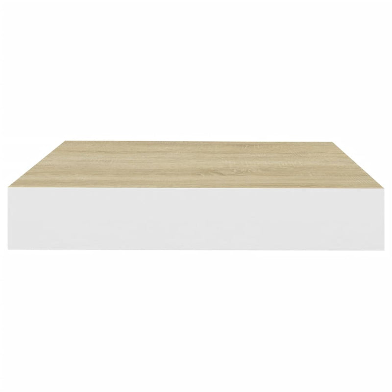 Schweberegale 4 Stk. Eichenoptik und Weiß 23x23,5x3,8 cm MDF