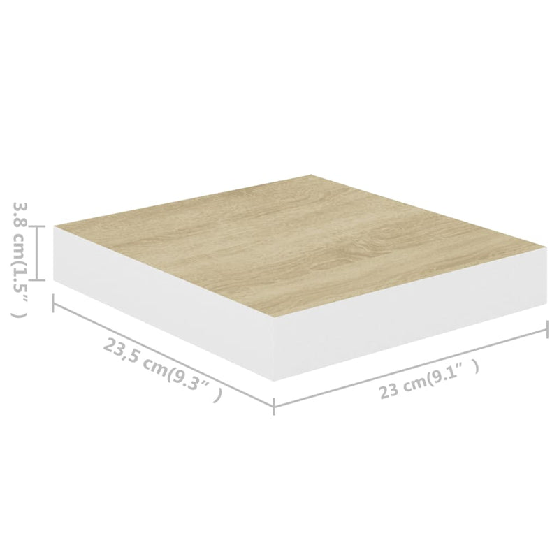 Schweberegale 4 Stk. Eichenoptik und Weiß 23x23,5x3,8 cm MDF