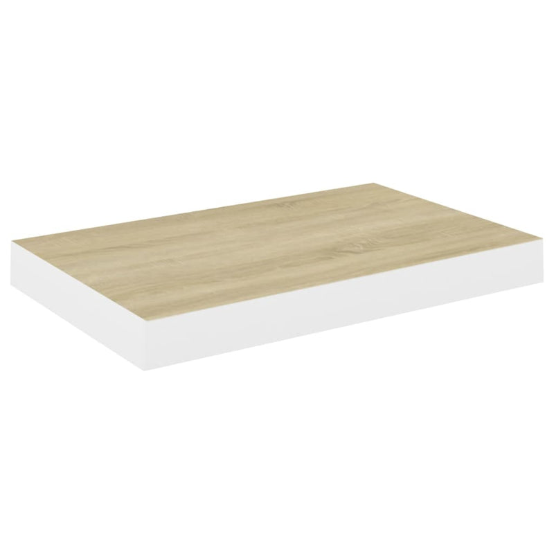 Schweberegale 2 Stk. Eiche und Weiß 50x23x3,8 cm MDF