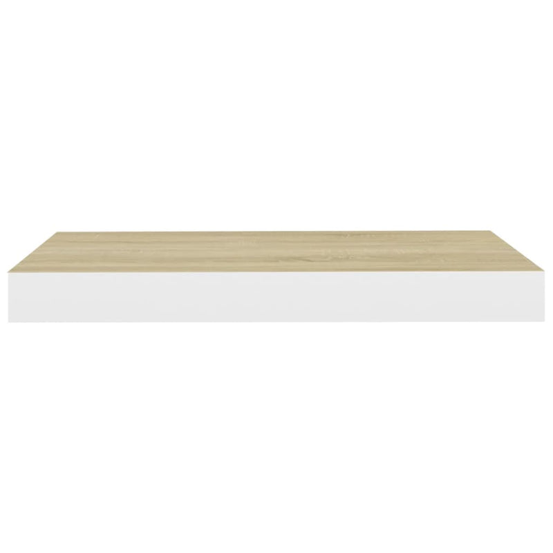 Schweberegale 2 Stk. Eiche und Weiß 50x23x3,8 cm MDF