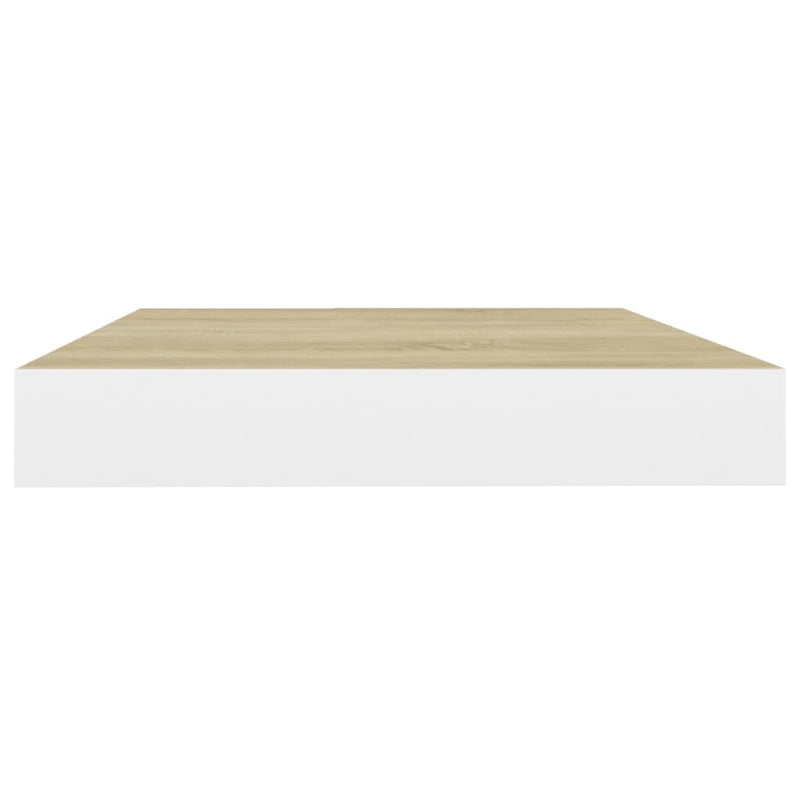 Schweberegale 2 Stk. Eiche und Weiß 50x23x3,8 cm MDF