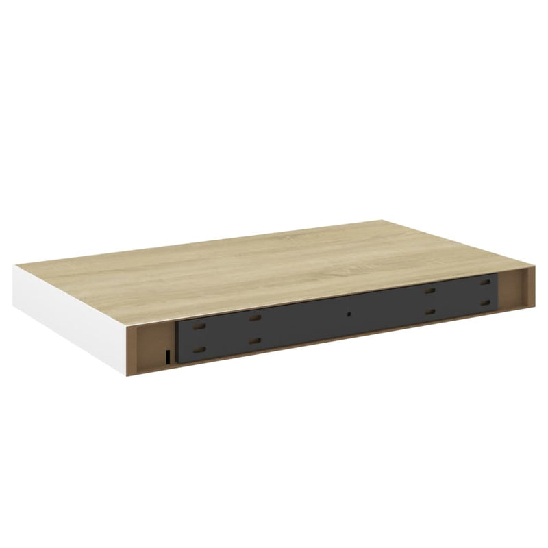 Schweberegale 2 Stk. Eiche und Weiß 50x23x3,8 cm MDF