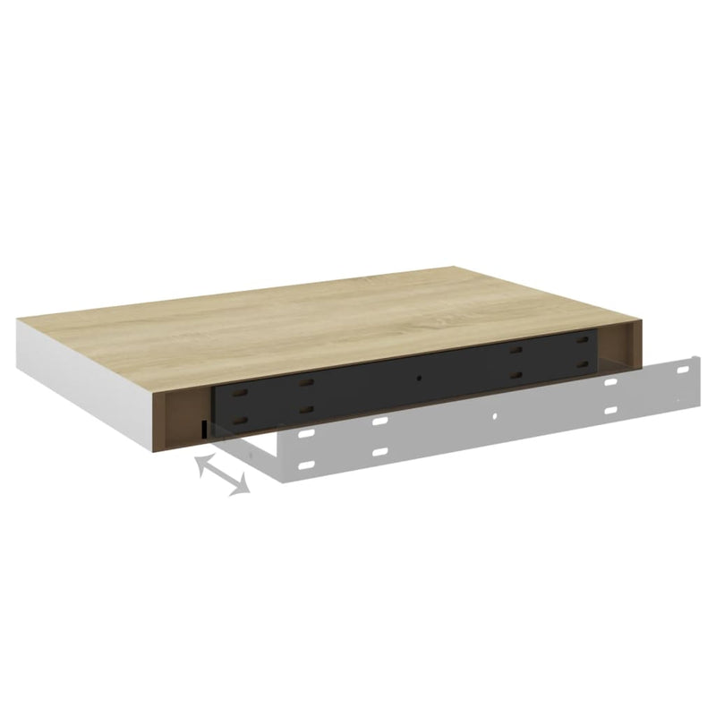 Schweberegale 2 Stk. Eiche und Weiß 50x23x3,8 cm MDF