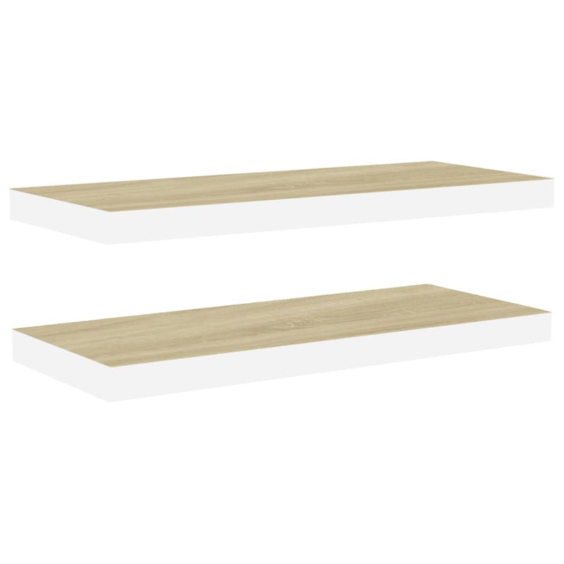 Schweberegale 2 Stk. Eiche und Weiß 60x23,5x3,8 cm MDF