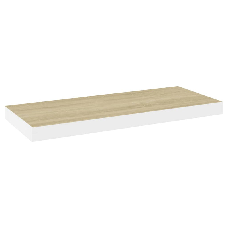 Schweberegale 2 Stk. Eiche und Weiß 60x23,5x3,8 cm MDF