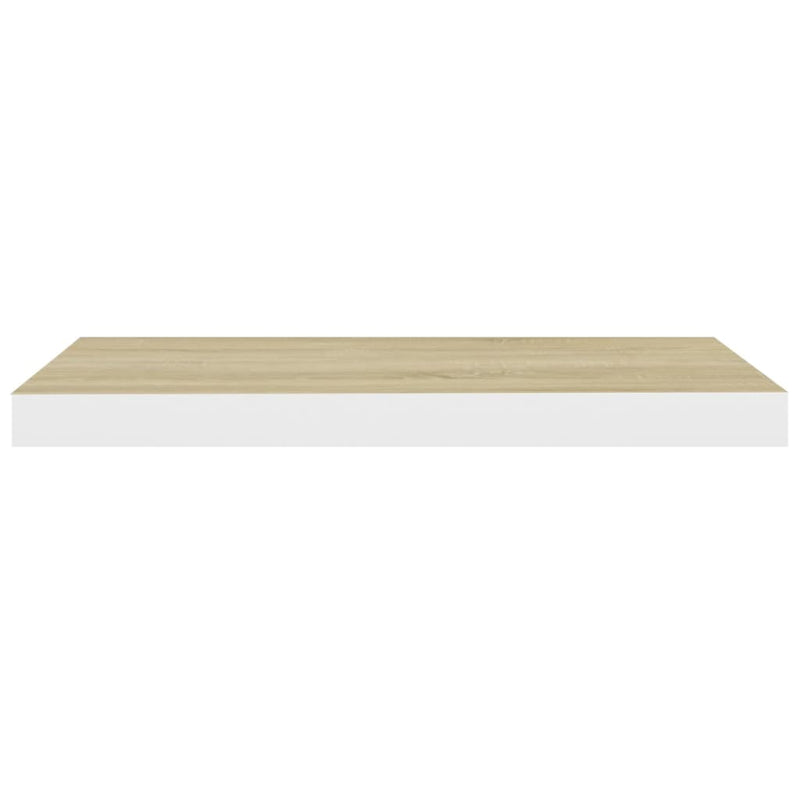 Schweberegale 2 Stk. Eiche und Weiß 60x23,5x3,8 cm MDF