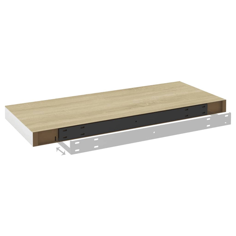 Schweberegale 4 Stk. Eiche und Weiß 60x23,5x3,8 cm MDF