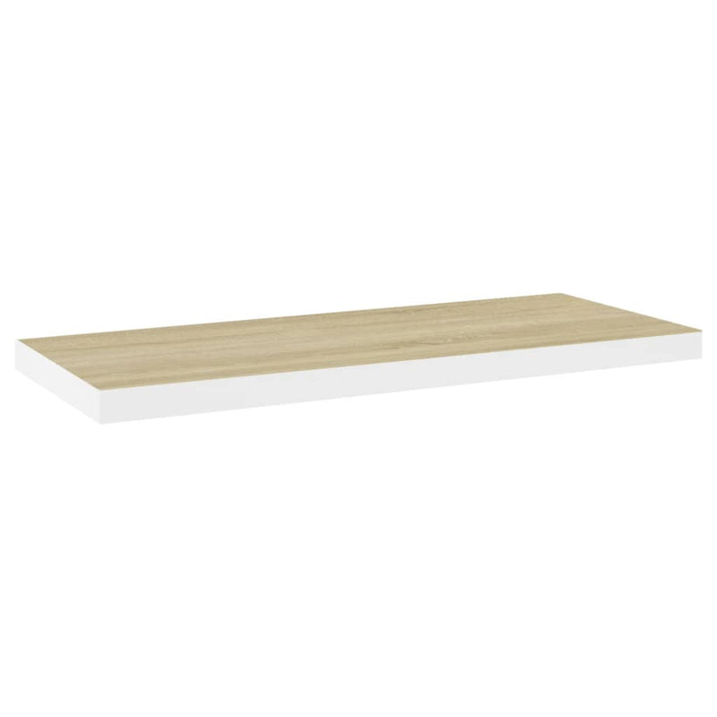 Schweberegale 2 Stk. Eiche und Weiß 80x23,5x3,8 cm MDF