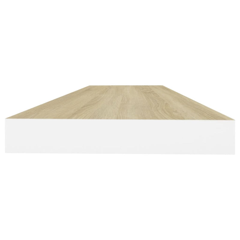 Schweberegale 2 Stk. Eiche und Weiß 80x23,5x3,8 cm MDF