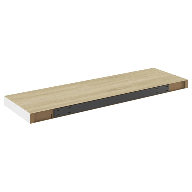 Schweberegale 2 Stk. Eiche und Weiß 80x23,5x3,8 cm MDF