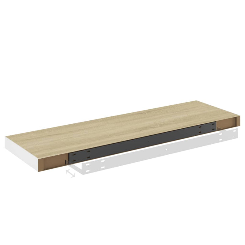 Schweberegale 4 Stk. Eiche und Weiß 80x23,5x3,8 cm MDF