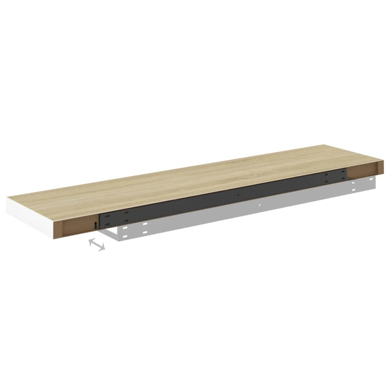 Schweberegal Eichenoptik und Weiß 90x23,5x3,8 cm MDF