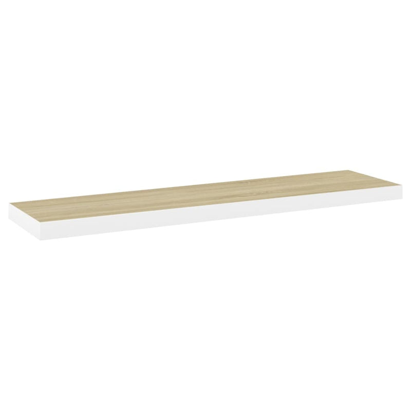 Schweberegale 2 Stk. Eiche und Weiß 120x23,5x3,8 cm MDF