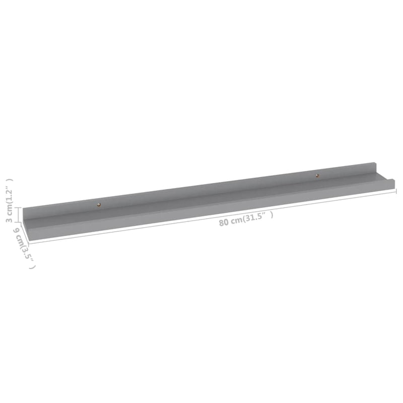 Wandregale 4 Stk. Grau 80x9x3 cm