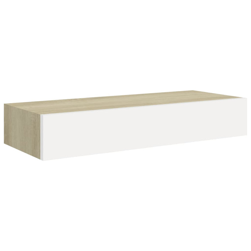 Wand-Schubladenregale 2 Stk. Eiche und Weiß 60x23,5x10 cm MDF