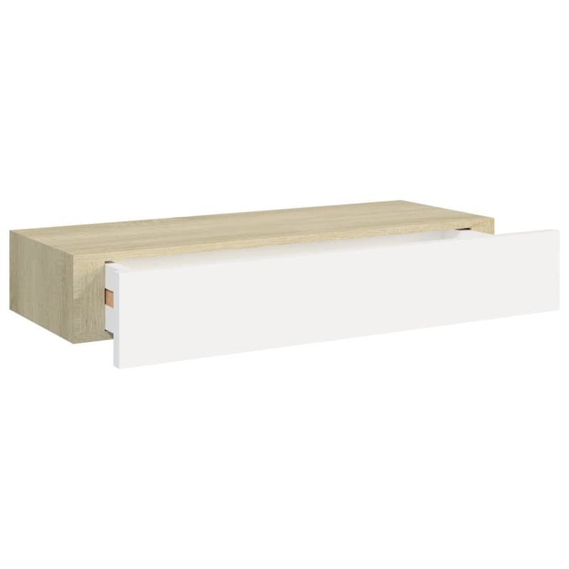 Wand-Schubladenregale 2 Stk. Eiche und Weiß 60x23,5x10 cm MDF