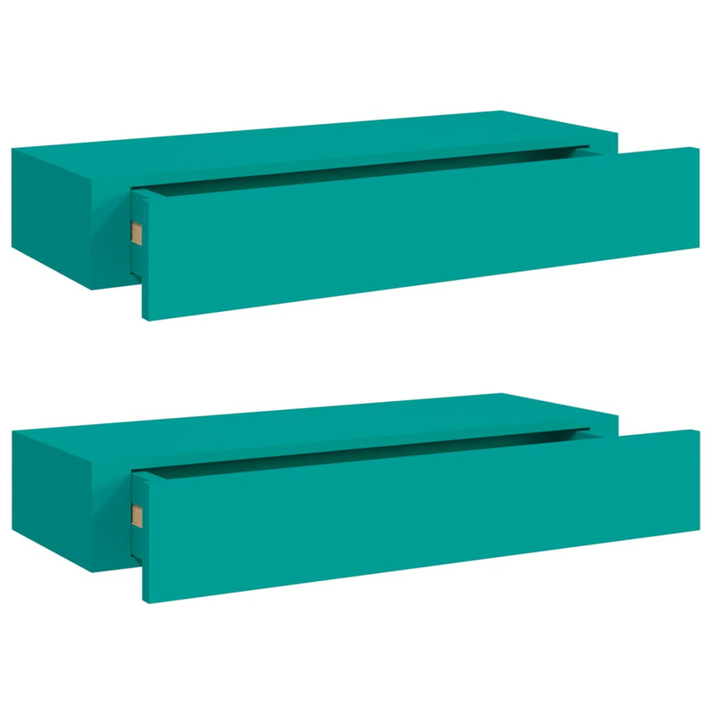 Wand-Schubladenregale 2 Stk. Blau 60x23,5x10 cm MDF