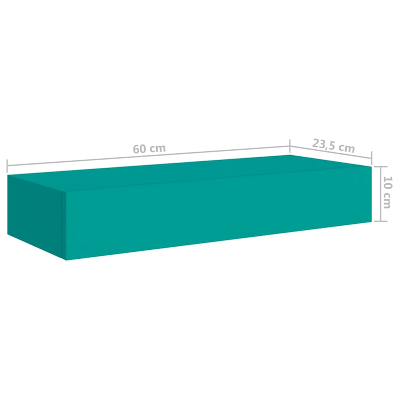 Wand-Schubladenregale 2 Stk. Blau 60x23,5x10 cm MDF