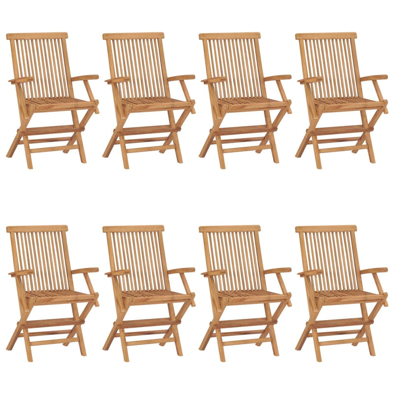 Gartenstühle mit Taupe Kissen 8 Stk. Massivholz Teak