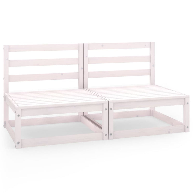 2-Sitzer-Gartensofa Weiß Kiefer Massivholz