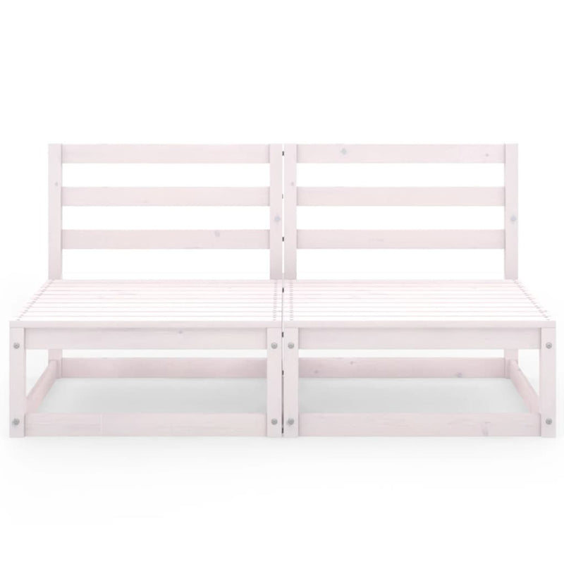 2-Sitzer-Gartensofa Weiß Kiefer Massivholz
