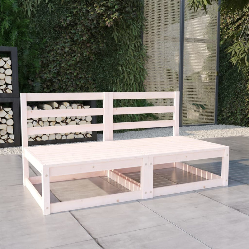2-Sitzer-Gartensofa Weiß Kiefer Massivholz