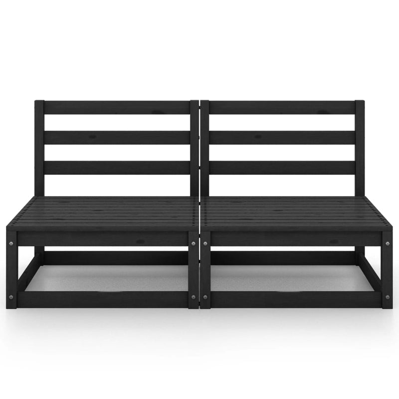 2-Sitzer-Gartensofa Schwarz Kiefer Massivholz
