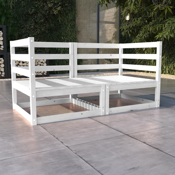 2-Sitzer-Gartensofa Weiß Kiefer Massivholz