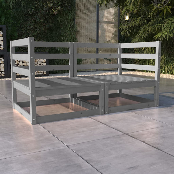 2-Sitzer-Gartensofa Grau Kiefer Massivholz