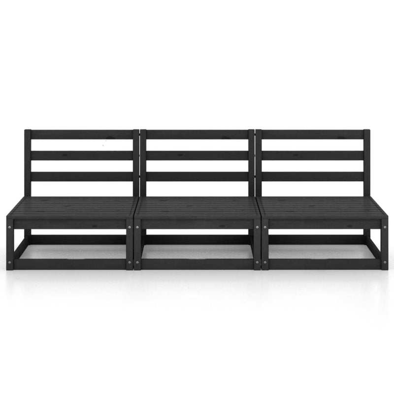 3-Sitzer-Gartensofa Schwarz Kiefer Massivholz