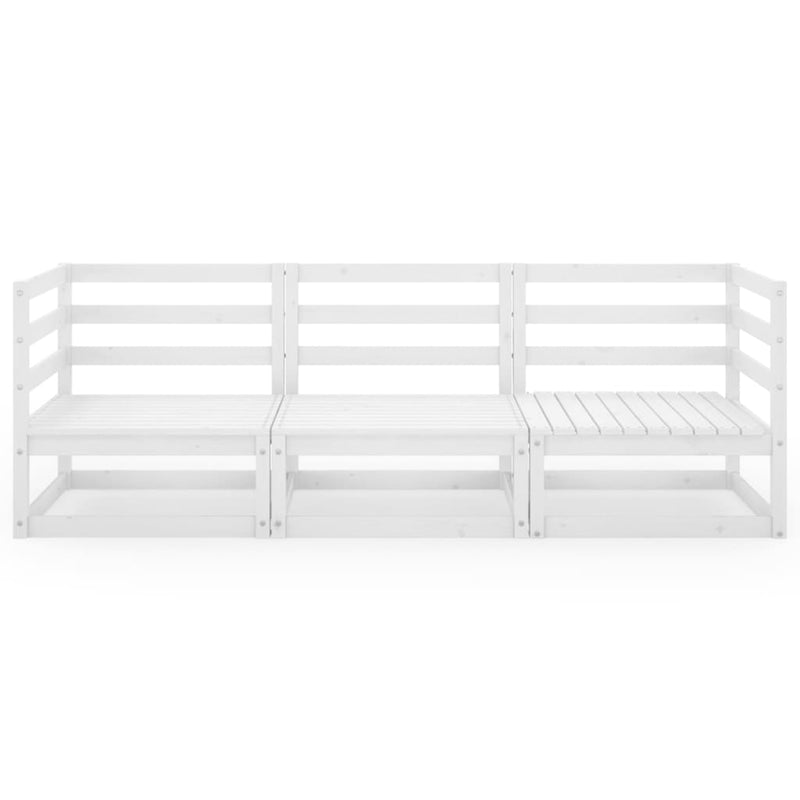 3-Sitzer-Gartensofa Weiß Kiefer Massivholz