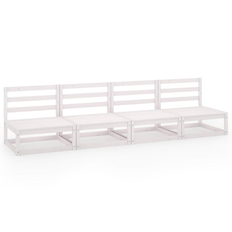 4-Sitzer-Gartensofa Weiß Kiefer Massivholz