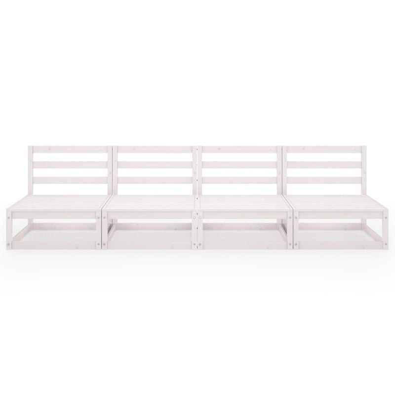4-Sitzer-Gartensofa Weiß Kiefer Massivholz