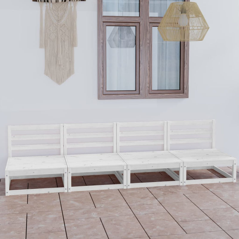 4-Sitzer-Gartensofa Weiß Kiefer Massivholz