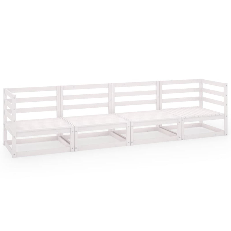 4-Sitzer-Gartensofa Weiß Kiefer Massivholz