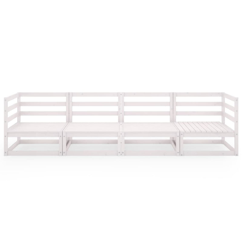4-Sitzer-Gartensofa Weiß Kiefer Massivholz