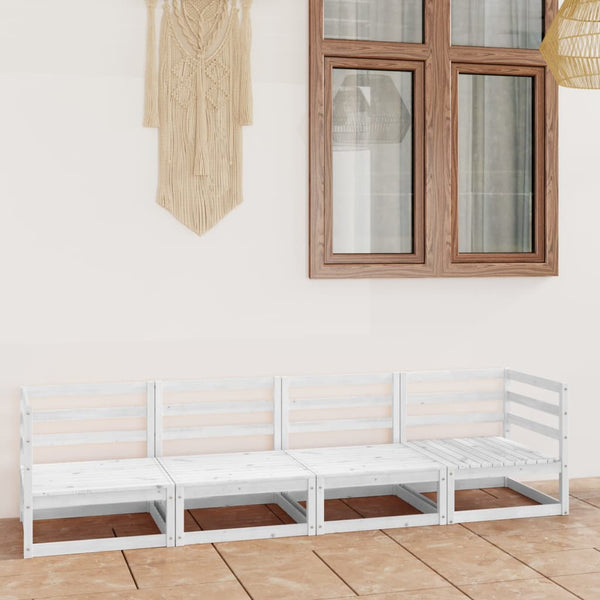 4-Sitzer-Gartensofa Weiß Kiefer Massivholz