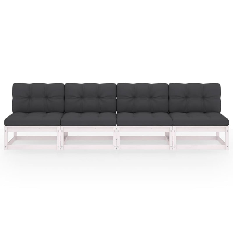4-Sitzer-Gartensofa mit Kissen Kiefer Massivholz