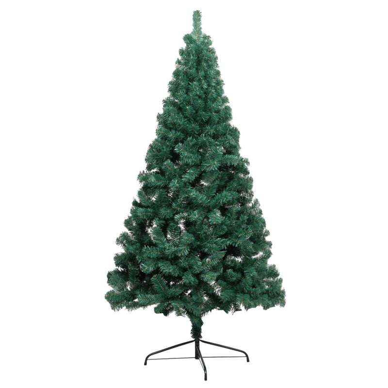 Künstlicher Halb-Weihnachtsbaum Beleuchtung Kugeln Grün 120 cm