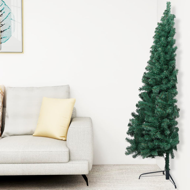 Künstlicher Halb-Weihnachtsbaum Beleuchtung Kugeln Grün 180 cm