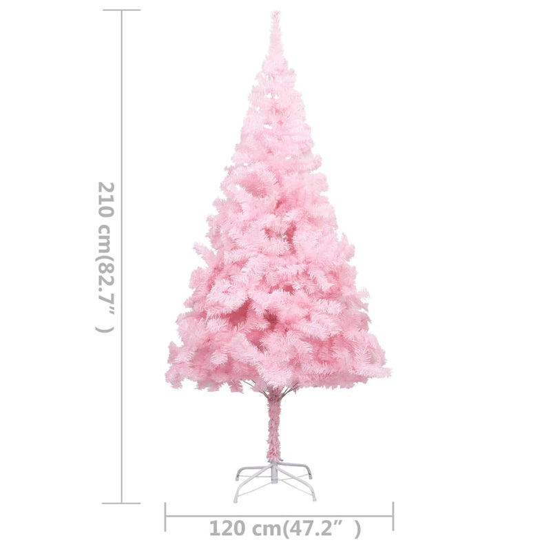 Künstlicher Weihnachtsbaum mit Beleuchtung & Kugeln Rosa 210cm